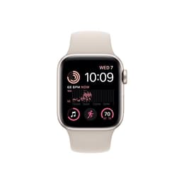 Apple Watch (Series SE) 2020 GPS + Cellular 44 mm - Aluminium Goud - Sportbandje Wit