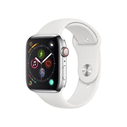 Apple Watch (Series 4) 2018 GPS + Cellular 40 mm - Roestvrij staal Zilver - Sport armband Wit