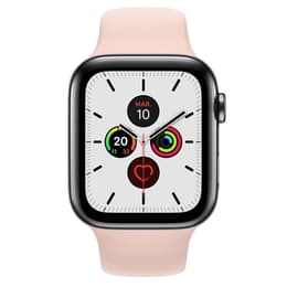 Apple Watch (Series 4) 2018 GPS + Cellular 44 mm - Roestvrij staal Spacegrijs - Sport armband Roze