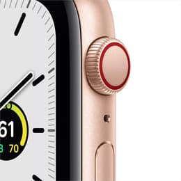 Apple Watch (Series SE) 2020 GPS + Cellular 44 mm - Aluminium Goud - Sportbandje Rozenkwarts