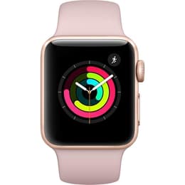 Apple Watch (Series 3) 2017 GPS 38 mm - Aluminium Goud - Sport armband Roze
