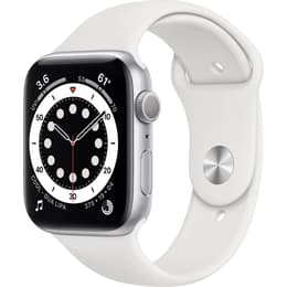 Apple Watch (Series 6) 2020 GPS 44 mm - Aluminium Zilver - Geweven sportbandje Wit