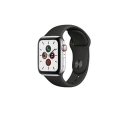 Apple Watch (Series 5) 2019 GPS + Cellular 40 mm - Roestvrij staal Zilver - Sportbandje Zwart