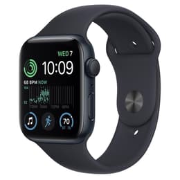 Apple Watch (Series SE) 2022 GPS 44 mm - Aluminium Middernacht - Sportbandje Zwart