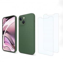 Hoesje iPhone 13 en 2 beschermende schermen - Silicone - Groen