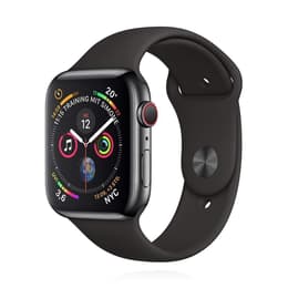 Apple Watch (Series 4) 2018 GPS + Cellular 44 mm - Roestvrij staal Spacegrijs - Sport armband Zwart