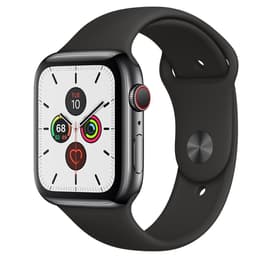Apple Watch (Series 5) 2019 GPS + Cellular 44 mm - Roestvrij staal Spacezwart - Sportbandje Zwart