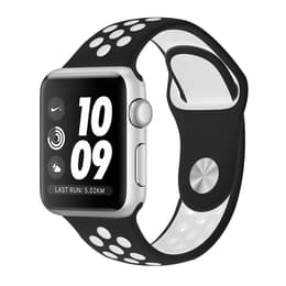 Apple Watch (Series 3) 2017 GPS 38 mm - Aluminium Zilver - Nike sport armband Zwart/Wit