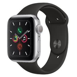 Apple Watch (Series 5) 2019 GPS 44 mm - Aluminium Zilver - Sport armband Zwart