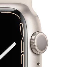 Apple Watch (Series 7) 2021 GPS 45 mm - Aluminium Zilver - Geweven sportbandje Sterrenlicht