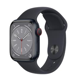 Apple Watch (Series 8) 2022 GPS + Cellular 41 mm - Aluminium Middernacht - Sportbandje Zwart