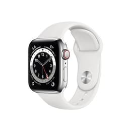 Apple Watch (Series 6) 2020 GPS + Cellular 40 mm - Aluminium Zilver - Sport armband Wit