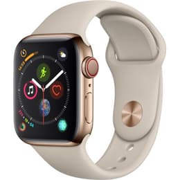 Apple Watch (Series 4) 2018 GPS 40 mm - Roestvrij staal Goud - Sport armband Roze (Pink Sand)