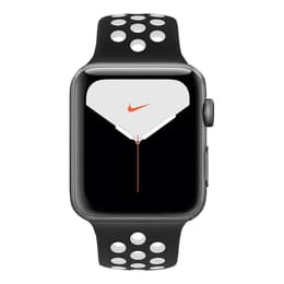 Apple Watch (Series 5) 2019 GPS 44 mm - Aluminium Spacegrijs - Nike sport armband Zwart/Wit
