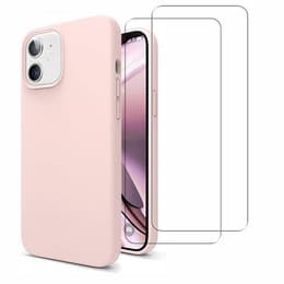 Hoesje iPhone 11 en 2 beschermende schermen - Silicone - Roze