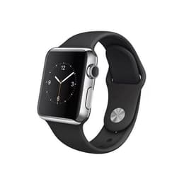 Apple Watch (Series 2) 2016 GPS 42 mm - Roestvrij staal Zilver - Sportbandje Zwart