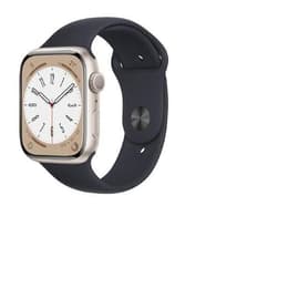 Apple Watch (Series 8) 2022 GPS 45 mm - Aluminium Sterrenlicht - Sportbandje Zwart