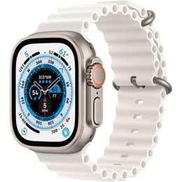 Apple Watch (Ultra) 2022 GPS + Cellular 49 mm - Titanium Grijs - Ocean-bandje Wit