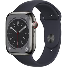 Apple Watch (Series 8) 2022 GPS + Cellular 45 mm - Roestvrij staal Grijs - Sportbandje