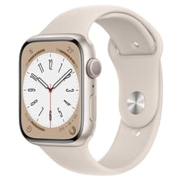 Apple Watch (Series 8) 2022 GPS 45 mm - Aluminium Beige - Milanees bandje Goud