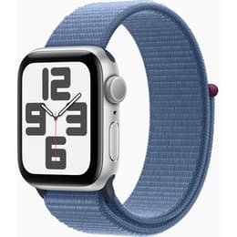 Apple Watch (Series SE) 2022 GPS 40 mm - Aluminium Zilver - Geweven sportbandje Blauw