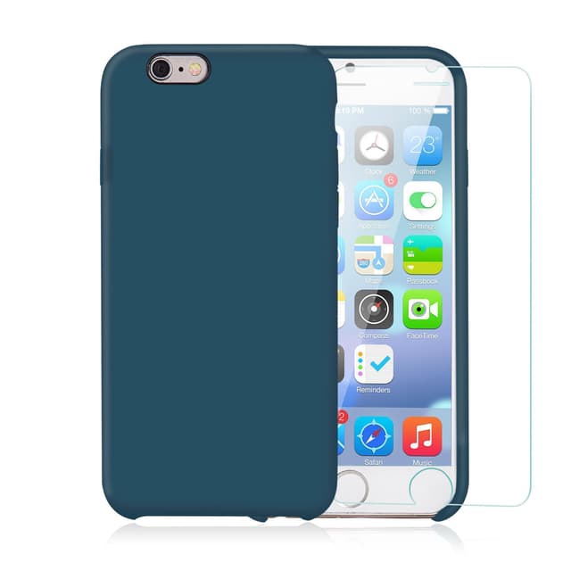 Hoesje en 2 beschermende schermen iPhone 6 Plus/6S Plus - Silicone - Groenblauw