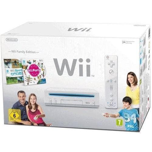 Gameconsole Nintendo Wii Family 0.5 GB + Controller + Wii Sports + Wii Party - Wit