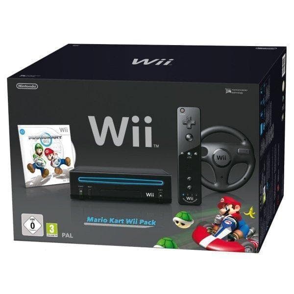 Console Nintendo Wii + 3 Controllers + Mario Kart - Zwart