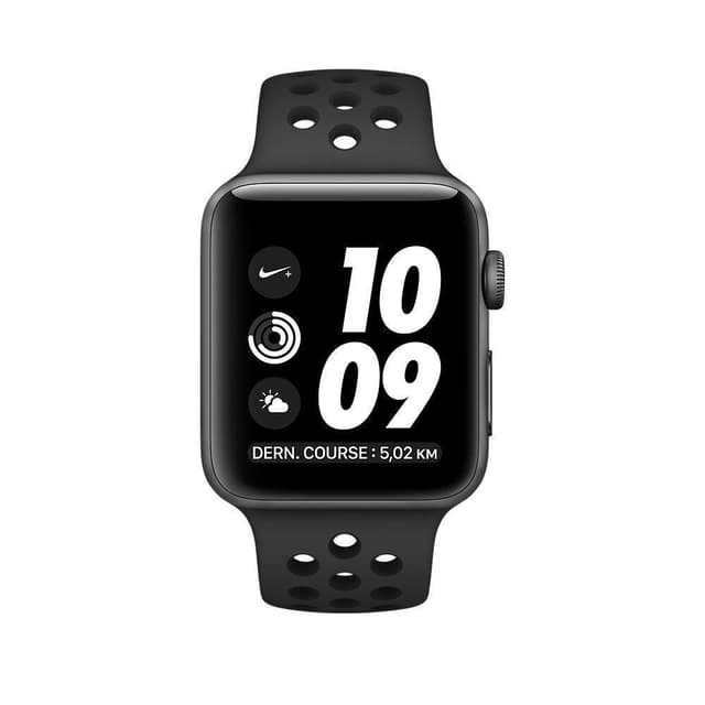 Apple Watch (Series 2) September 2016 42 mm - Aluminium Spacegrijs - Armband Nike sport armband Zwart