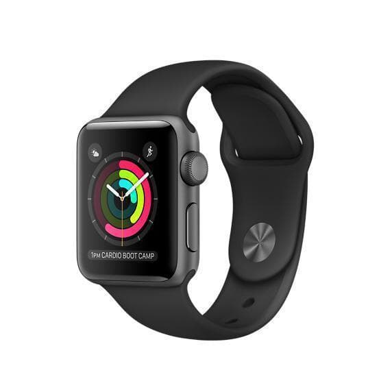 Apple Watch (Series 2) 2016 38 mm - Aluminium Spacegrijs - Armband Nike sport armband Zwart