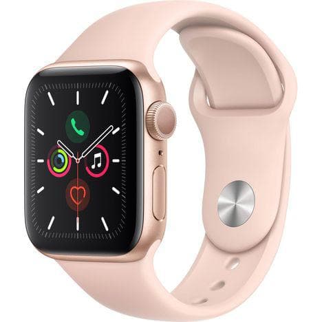 Apple Watch (Series 4) 2018 44 mm - Aluminium Goud - Armband Sport armband Roze