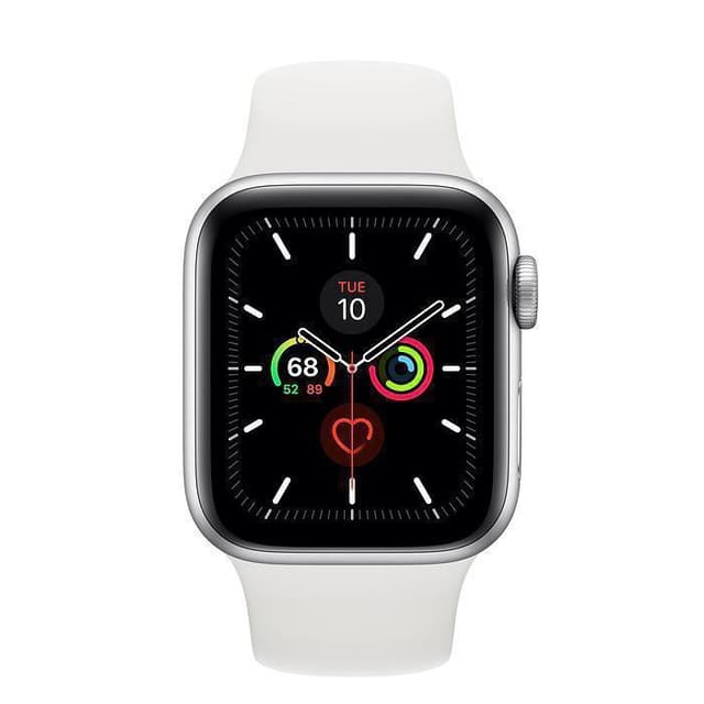 Apple Watch (Series 5) 44 mm - Aluminium Zilver - Armband Sport armband Wit