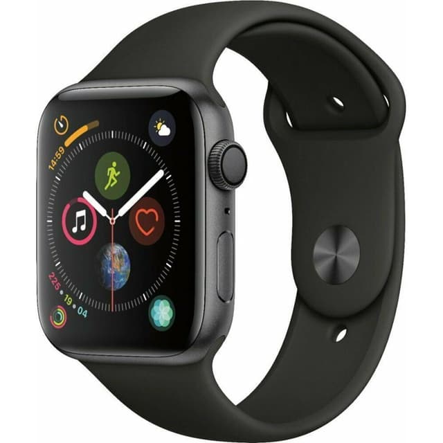 Apple Watch (Series 4) September 2018 44 mm - Aluminium Spacegrijs - Armband Sport armband Zwart