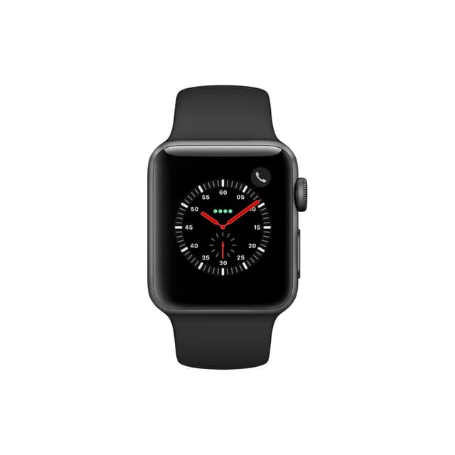 Apple Watch (Series 3) September 2017 38 mm - Aluminium Spacegrijs - Armband Sport armband Zwart