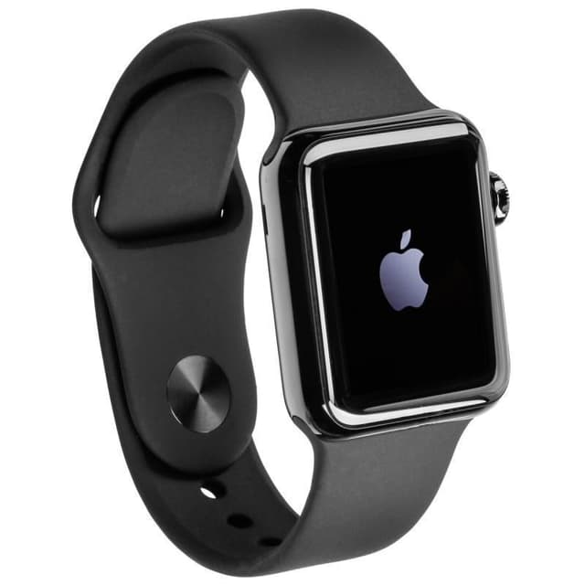 Apple Watch (Series 1) 42 mm - Roestvrij staal Zwart - Armband Sport armband Zilver