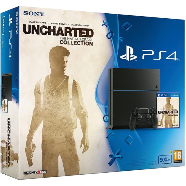 PlayStation 4 500GB - Jet black + Uncharted: The Nathan Drake Collection