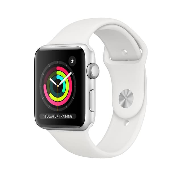 Apple Watch (Series 3) GPS 42 mm - Aluminium Zilver - Sportbandje Wit